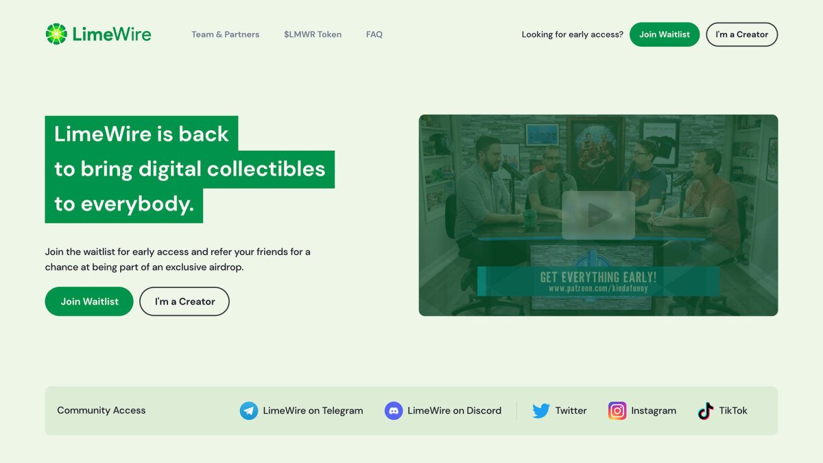 LimeWire is relaunching...as an NFT marketplace