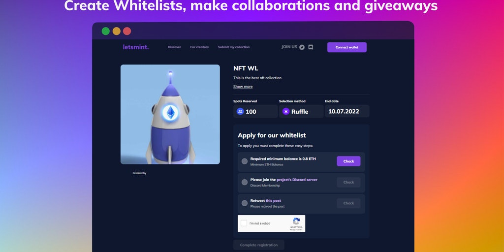 Letsmint - Сollab management for NFT collections | Product Hunt