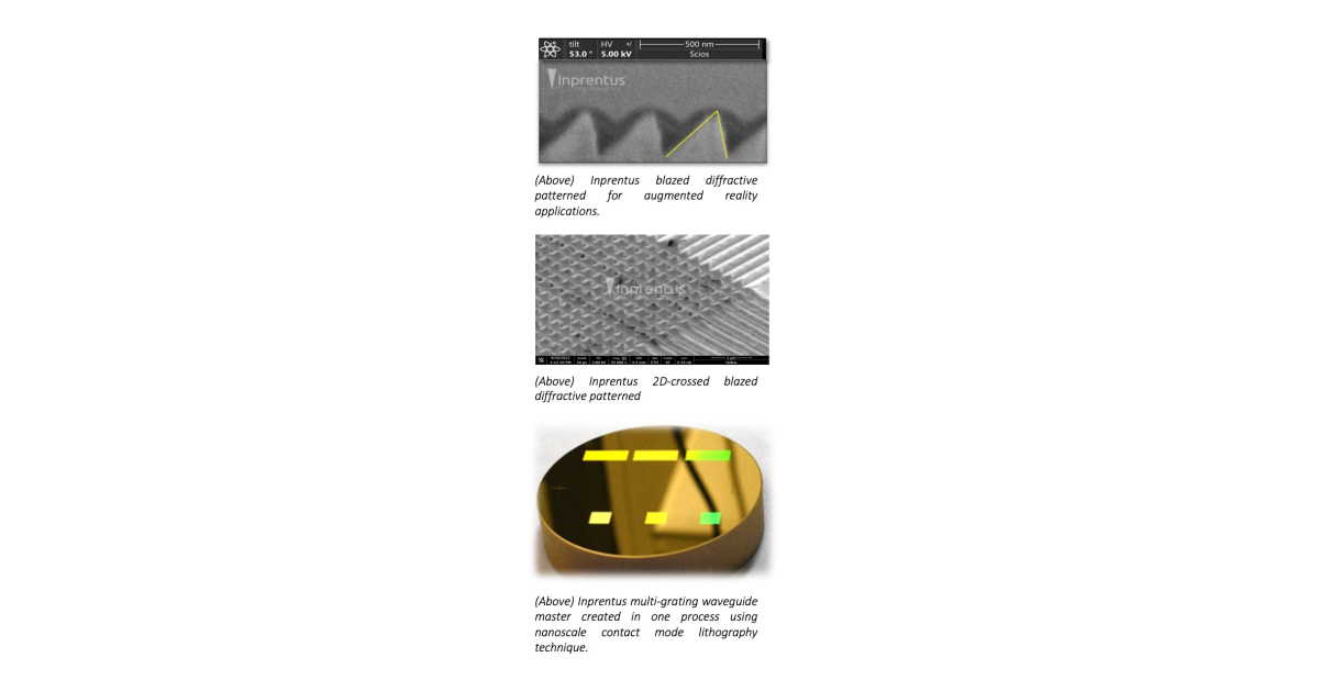 Inprentus Enters the Augmented Reality Market Supplying Blazed Grating Masters for Grating-Coupled Waveguides in AR Glasses - PR.com
